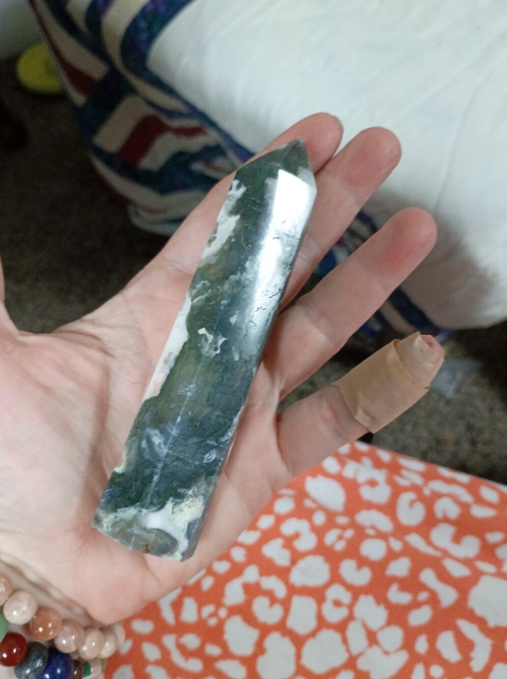 Green Moss Agate Tower